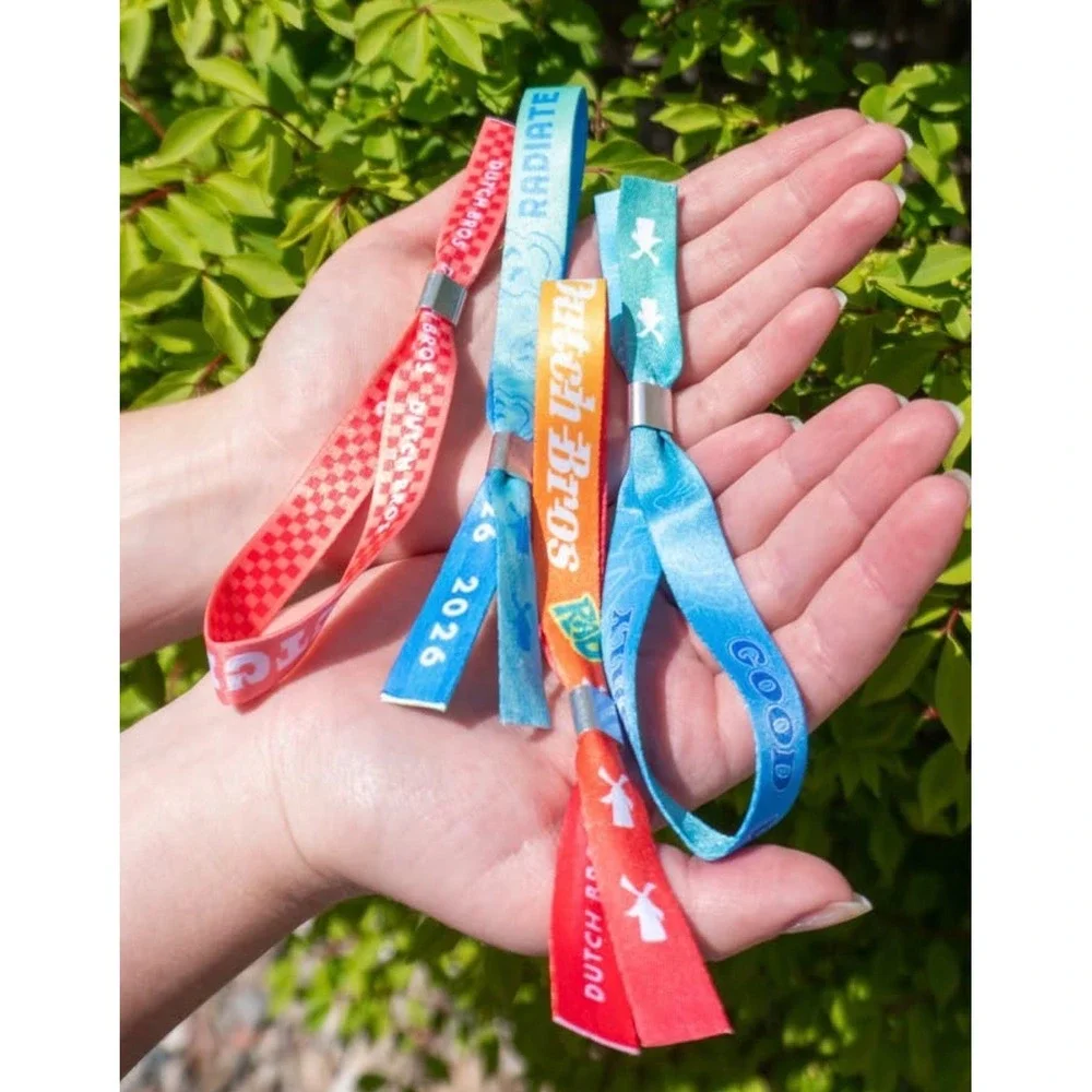 Dutch Bros Coffee Festival Wristband 4/20 Drop‎ Orange Yellow Stoked Adjustable